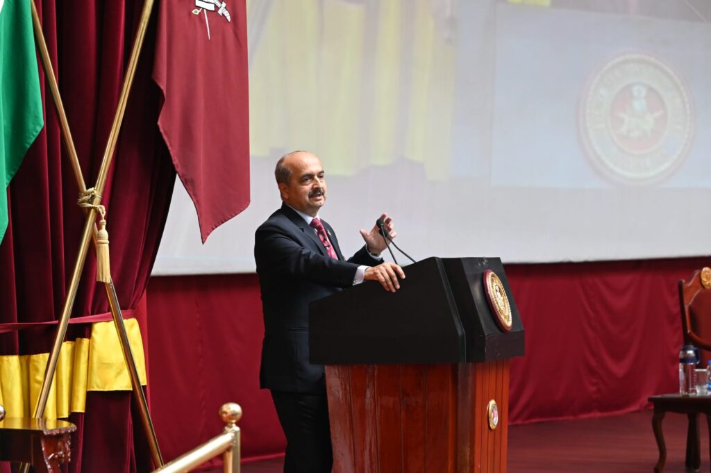 Air Chief Marshal VR Chaudhari, the Chief of Air Staff, speaks to the 79th Staff Course at Defence Services Staff College in Wellington.