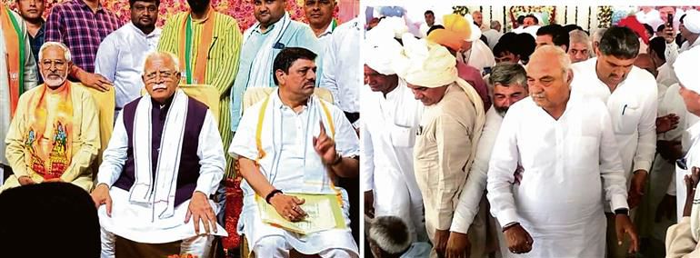 Lok Sabha polls: Two ex-CMs in Bahadurgarh make fun of each other at their gatherings.