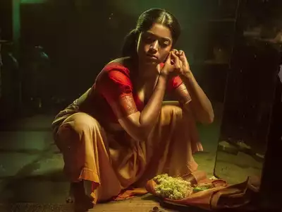 Rashmika Mandanna, the birthday girl, shines as Srivalli in the latest Pushpa poster.