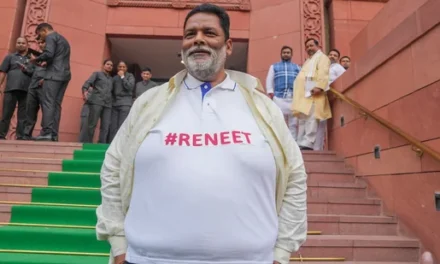 While taking an oath in the Lok Sabha, Bihar MP Pappu Yadav wears a “Re-NEET” T-shirt and queries, “Who will talk about the youth?”