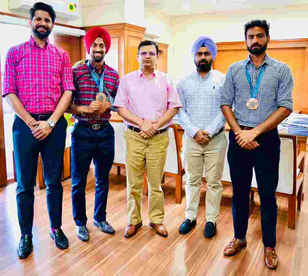 Punjab Chief Secretary Anurag Verma congratulates Paris Olympics medalist PCS Officer Hockey Players