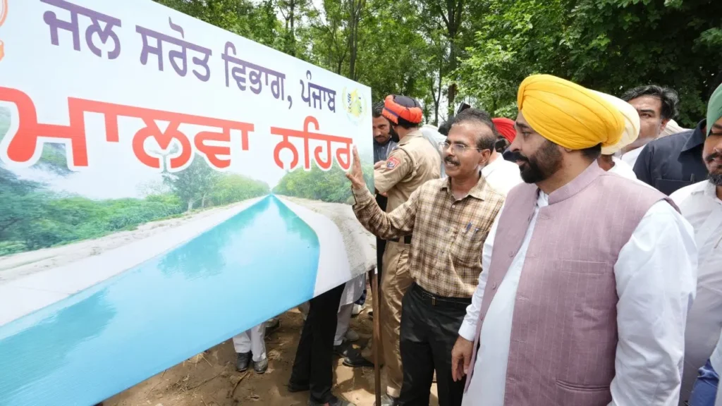 CM Bhagwant Mann reviews work of Malwa Canal, the first ever canal to be constructed in state in post-independence era