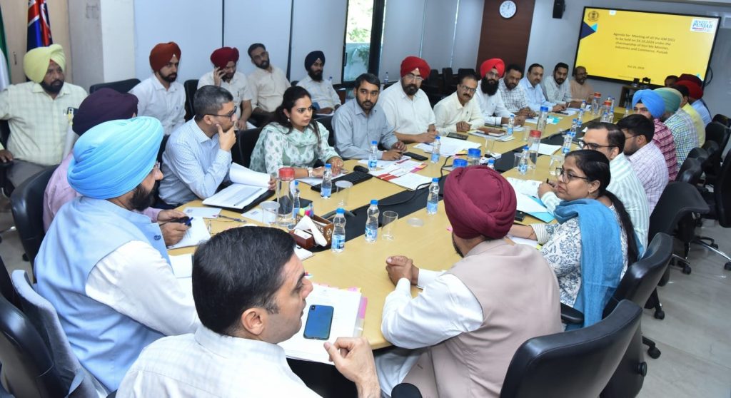 Industry Minister Tarunpreet Singh Sond held a review meeting with General Managers from all districts