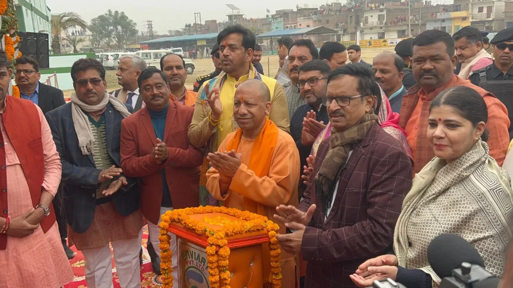 UP CM Yogi laid the foundation stone of Nanaji Deshmukh Park being developed by Municipal Corporation in Gorakhpur at a cost of Rs 172 lakh