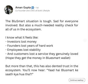 BluSmart Scandal Prompts Strong Response from Aman Gupta