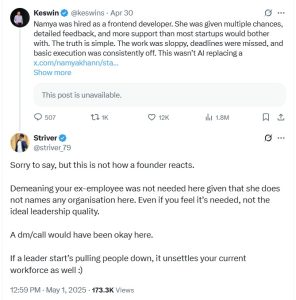 Startup Founder Slammed for Publicly Calling Out Ex-Employee Over a Viral Post