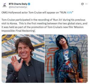 Tom Cruise Teams Up with BTS’ Jin for ‘Run Jin’ Show – Fans Go Wild!