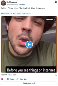 Ashish Chanchlani Defends ‘Never Date Elli’ Remark, Calls It a Misunderstanding