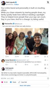 “Stay in Your Lane!” — Vidit Gujrathi Shuts Down Troll Over Doctors' Day Post